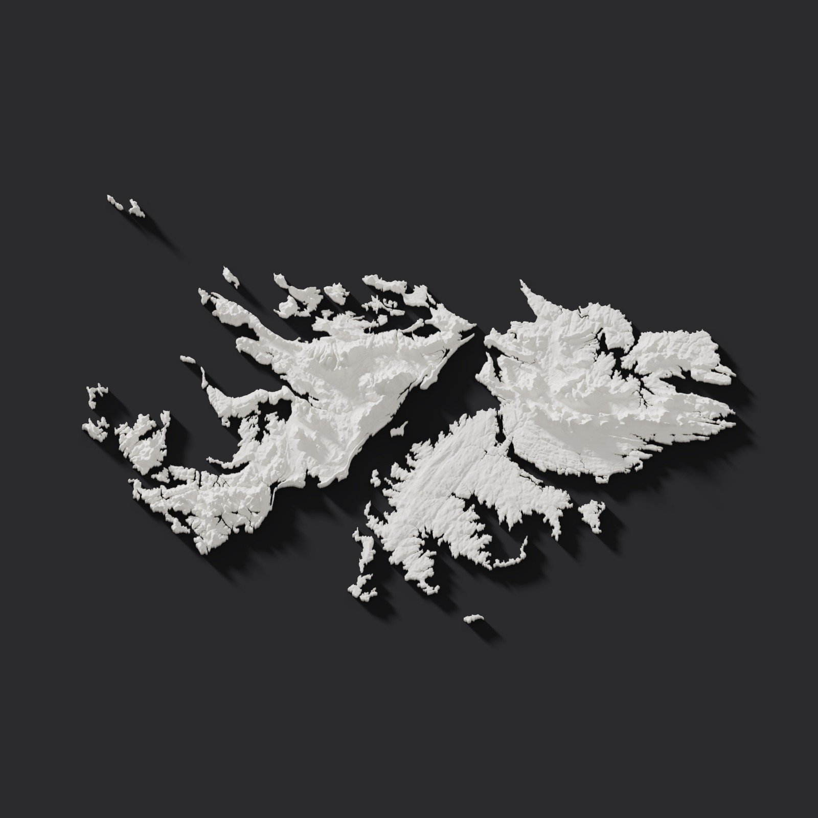 Islas Malvinas en relieve 3D