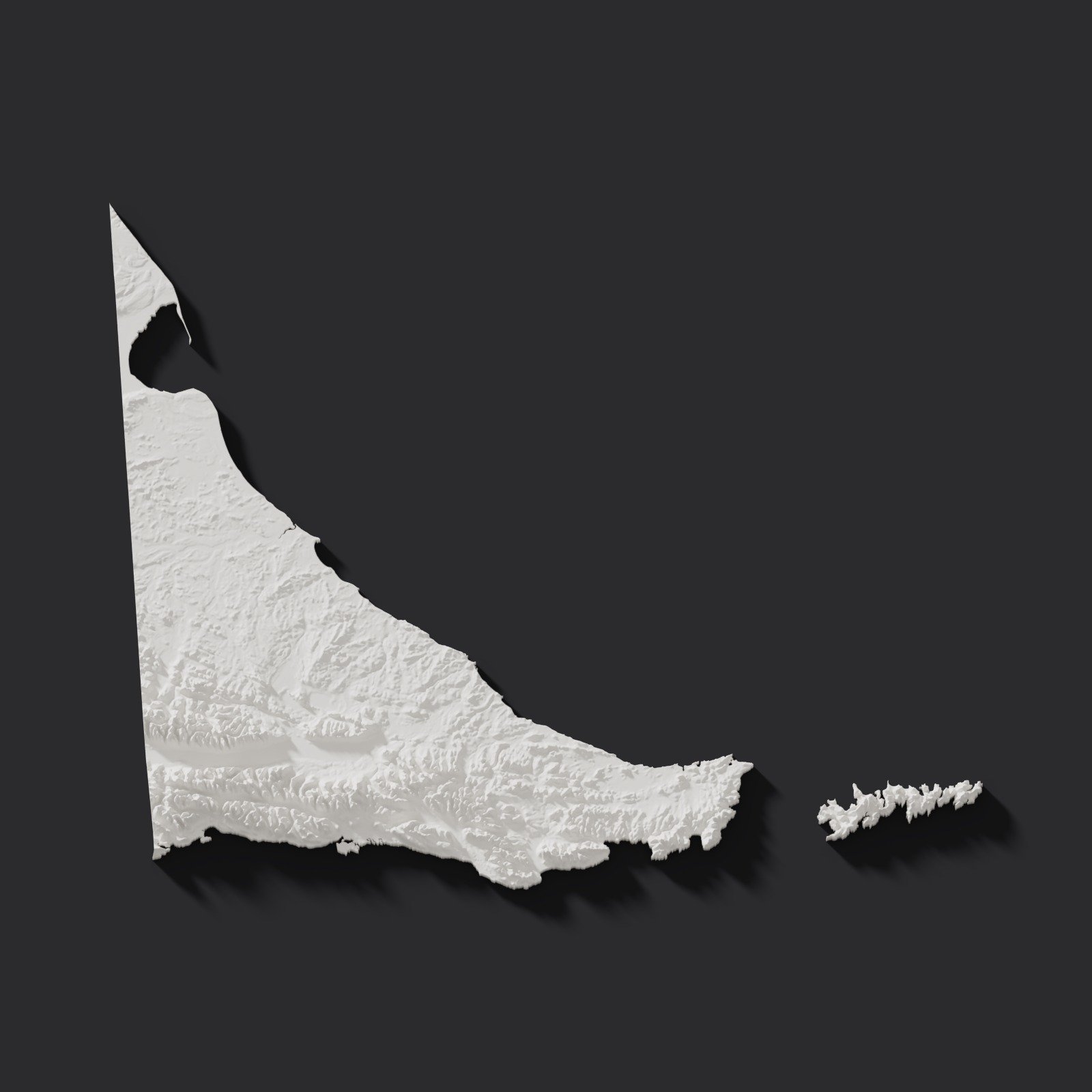Tierra del Fuego en relieve 3D
